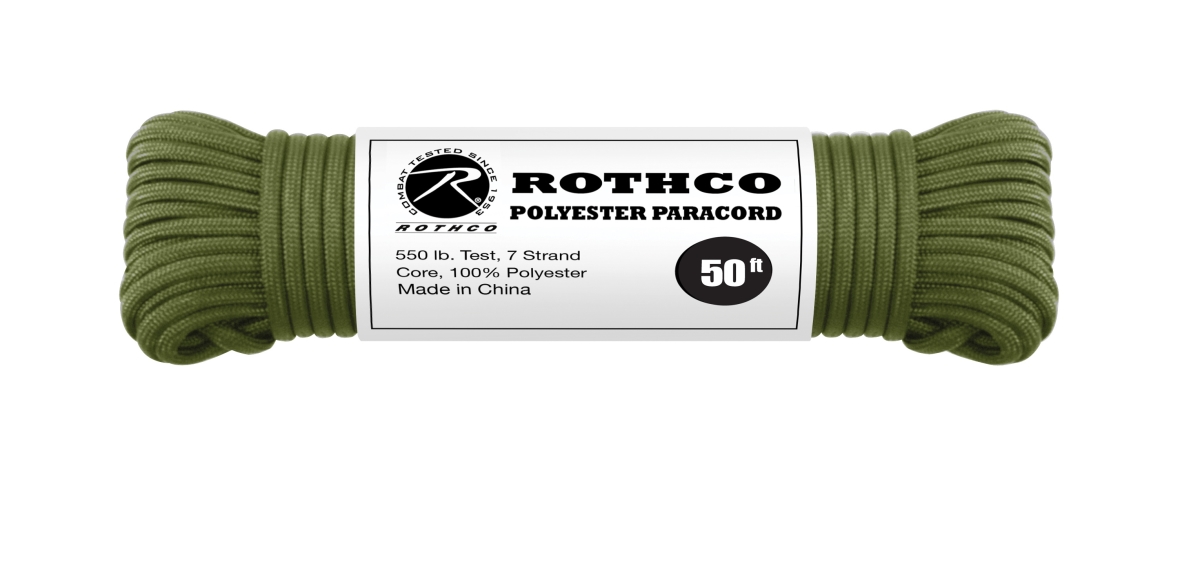 1774 550 lbs Type III Polyester Paracord, Olive Drab - 50 ft.