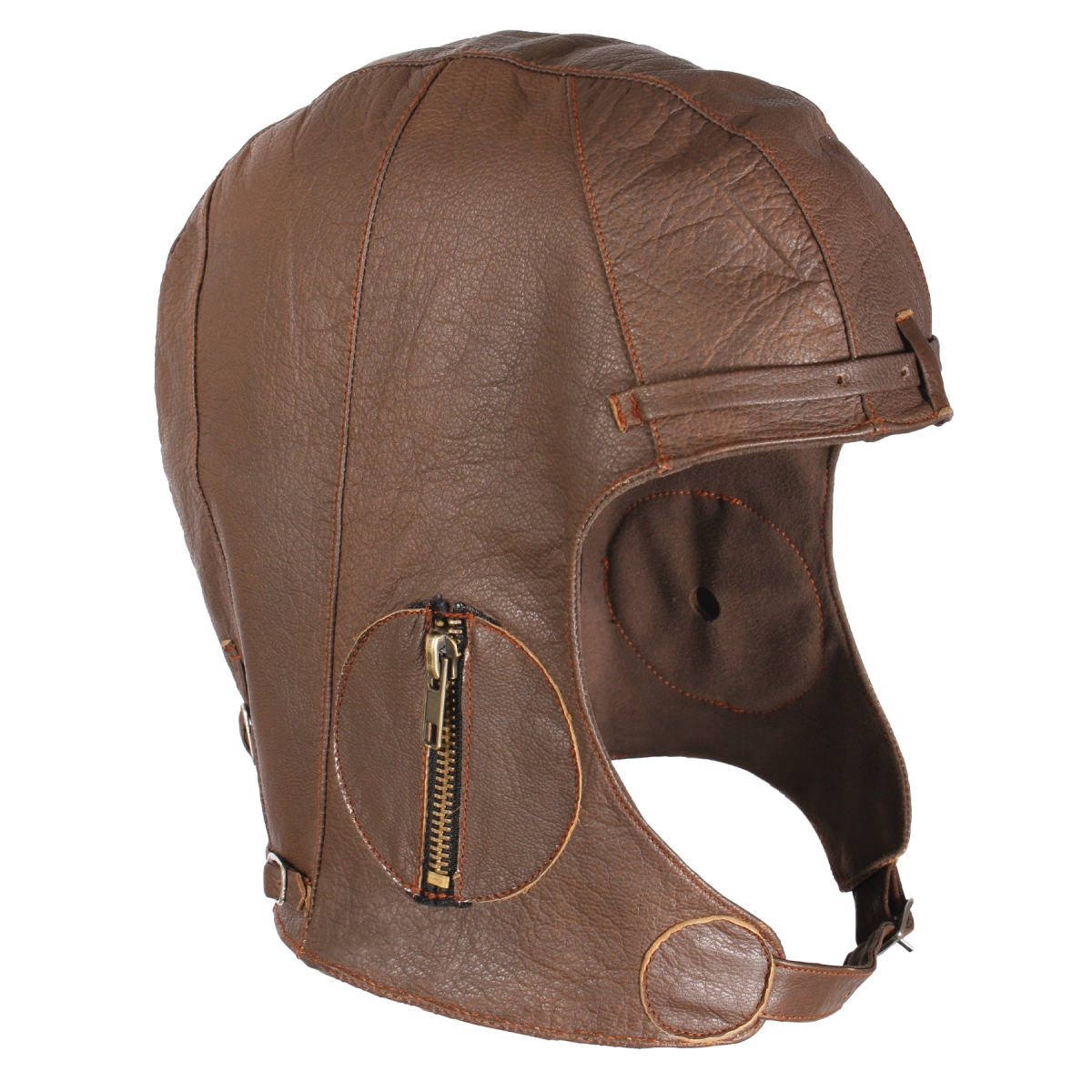 2336 WWII Style Leather Pilot Helmet, Brown - Extra Large & 2XL