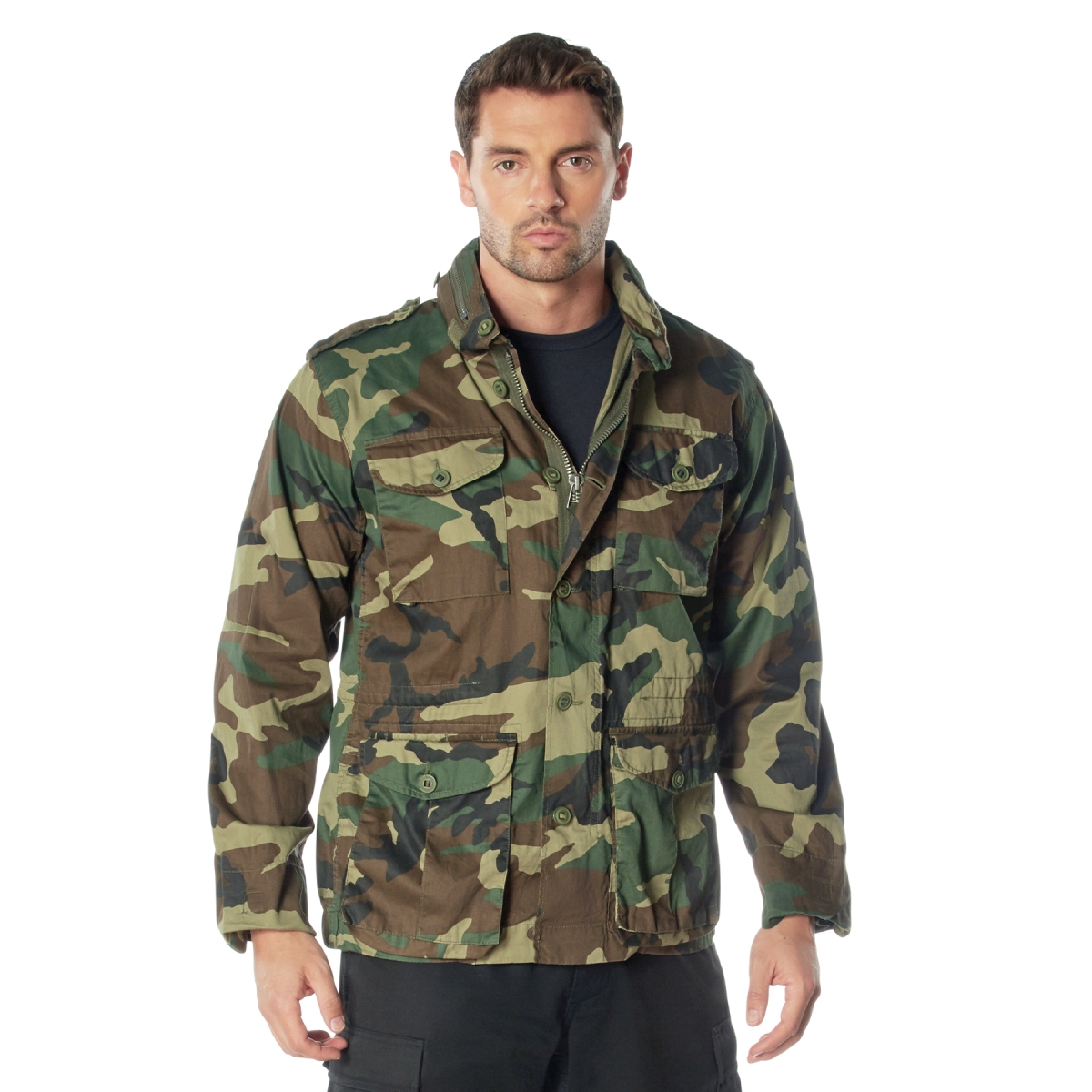 16687 Vintage Lightweight M-65 Field Jacket, Woodland Camo - Medium