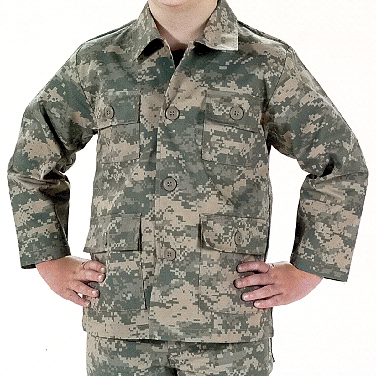 Kids Camo BDU Shirt - ACU Digital Camo - Small - Durable Cotton Blend