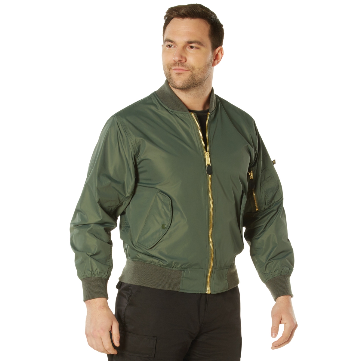 16497 Lightweight Enhanced Nylon MA-1 Flight Jacket, Sage Green - 2XL