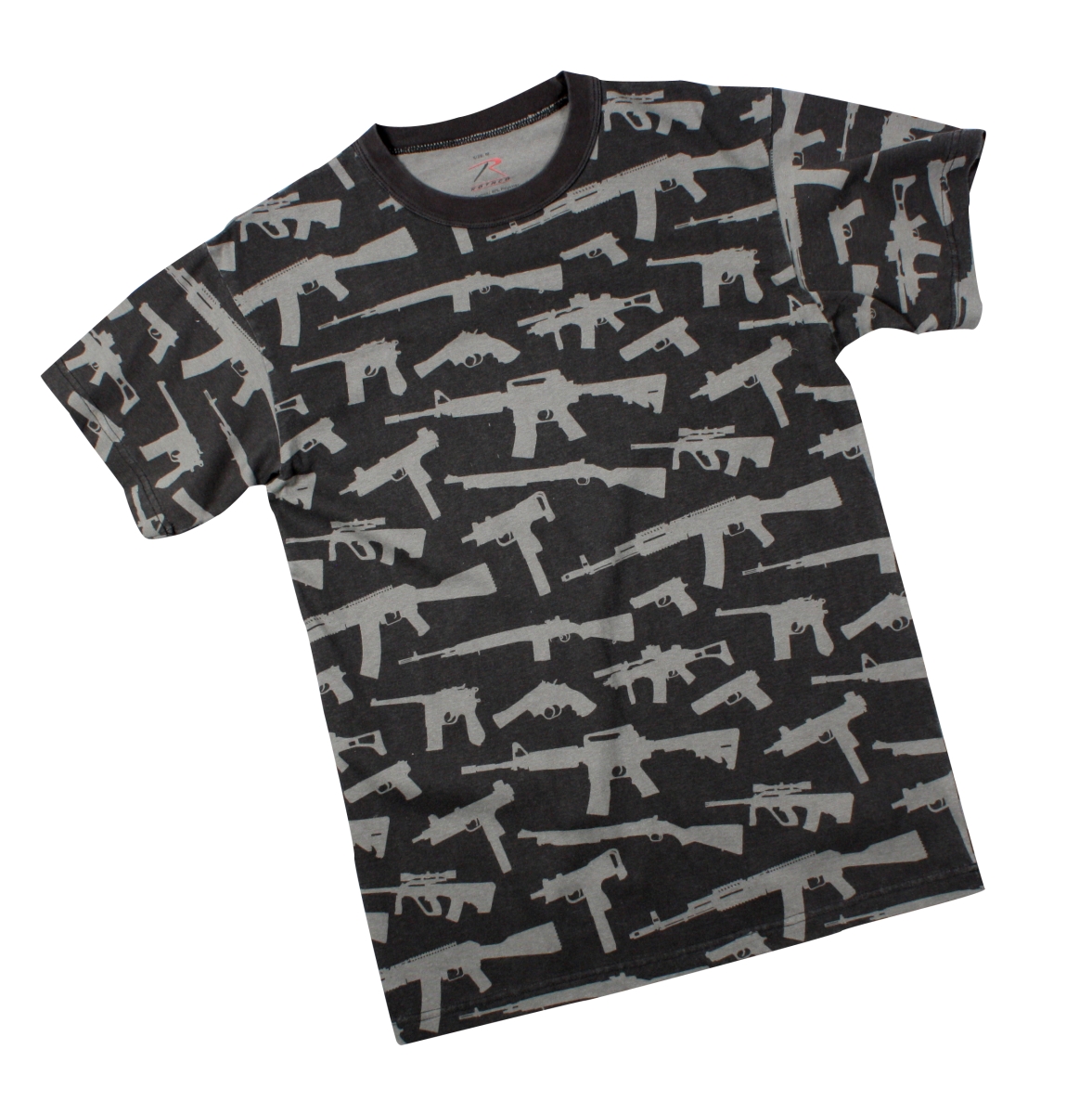 7142 Men Vintage Guns Short Sleeve T-Shirt, Black - Medium