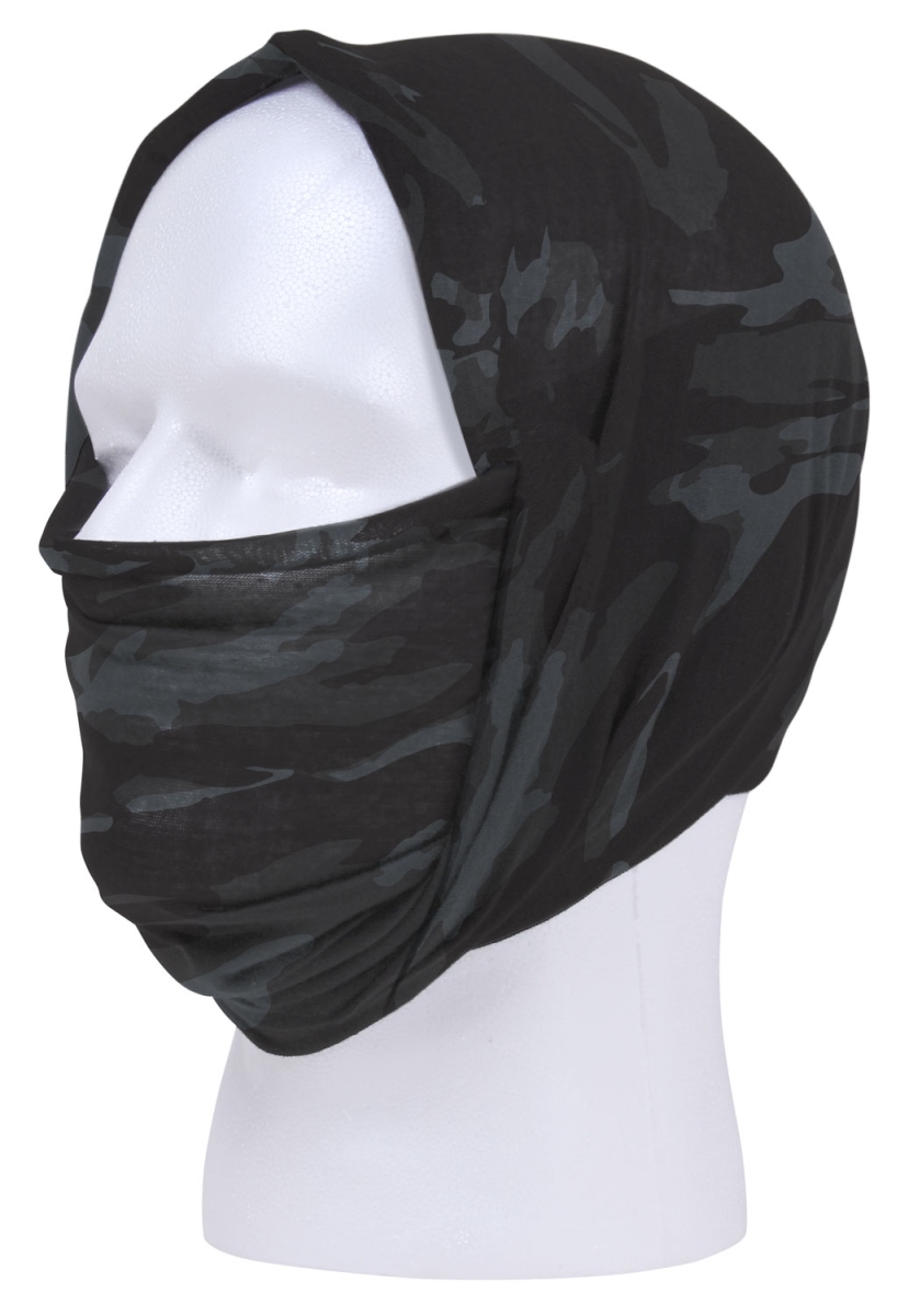 19495 Multi-Use Neck Gaiter & Face Covering Tactical Wrap, Black Camo