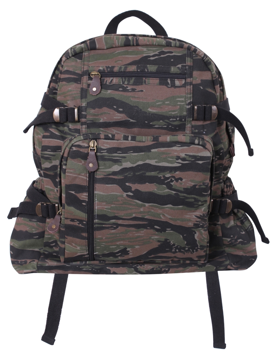 13434 Jumbo Vintage Canvas Backpack, Tiger Stripe Camo