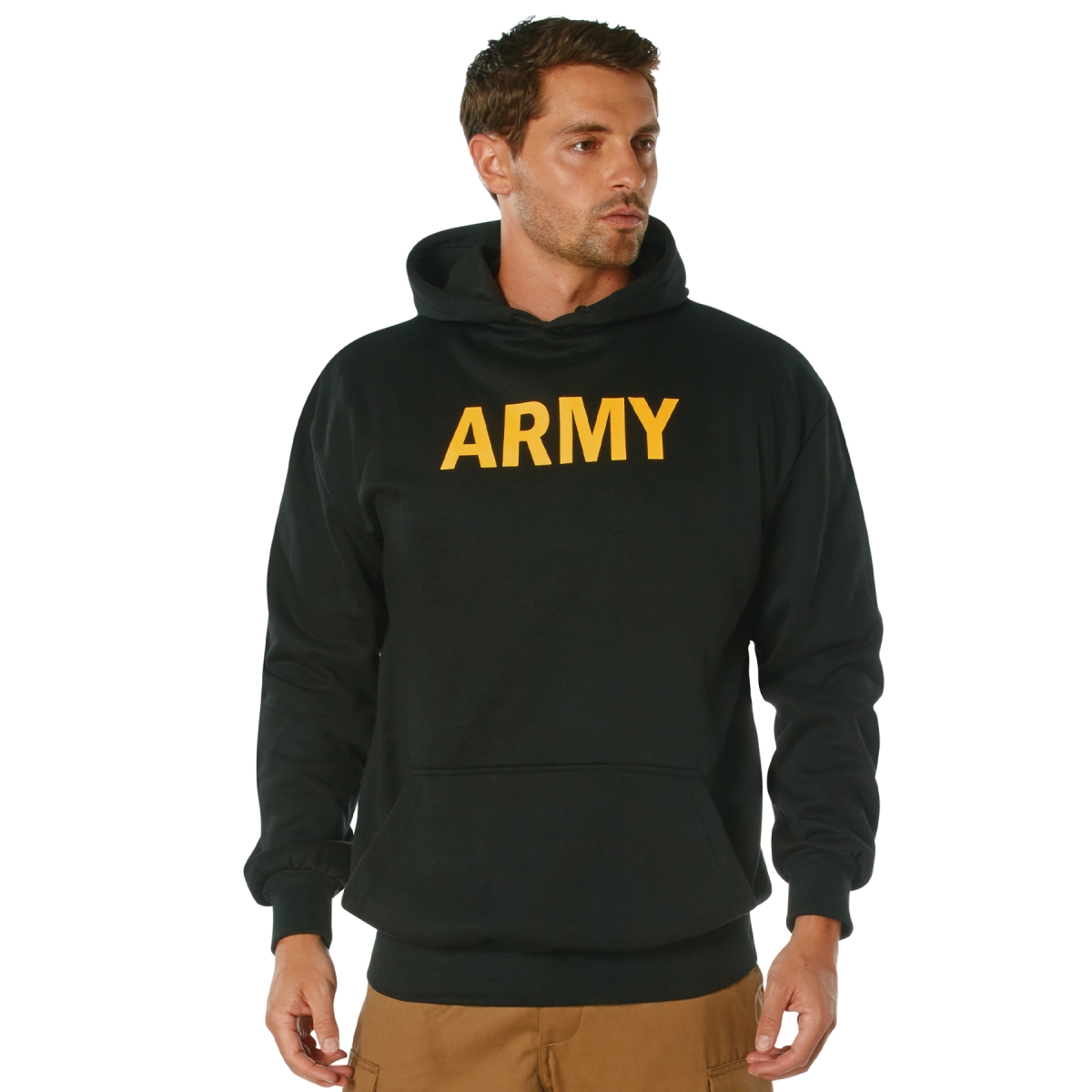 20729 Army Printed Pullover Hoodie, Black - 2XL