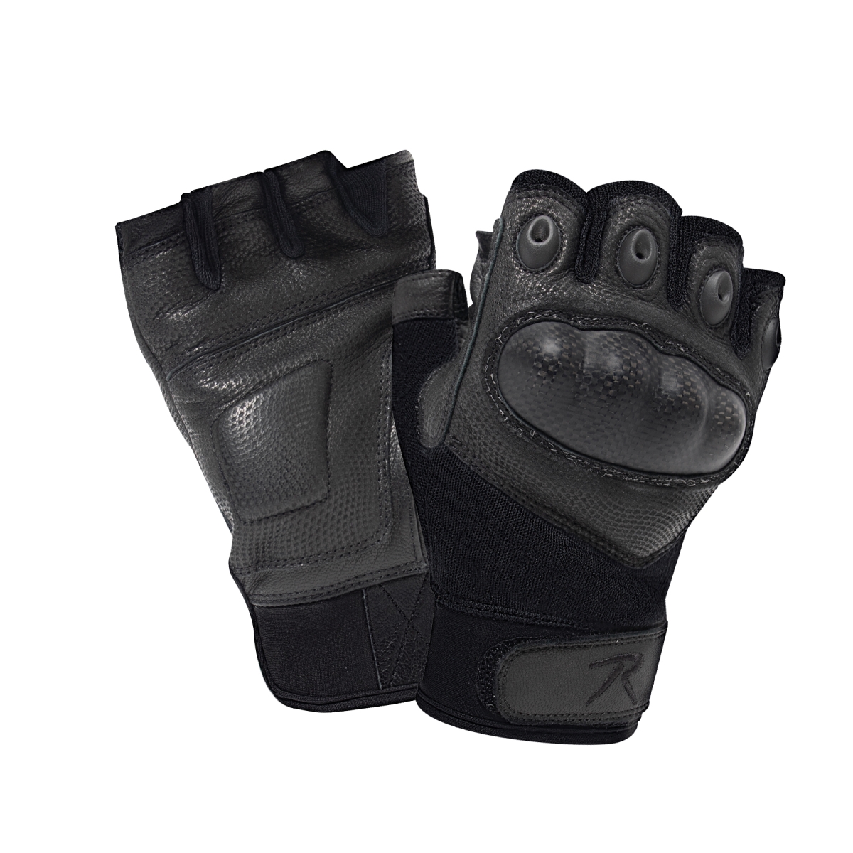 20801 Fingerless Cut Resistant Carbon Hard Knuckle Gloves, Black - Extra Large