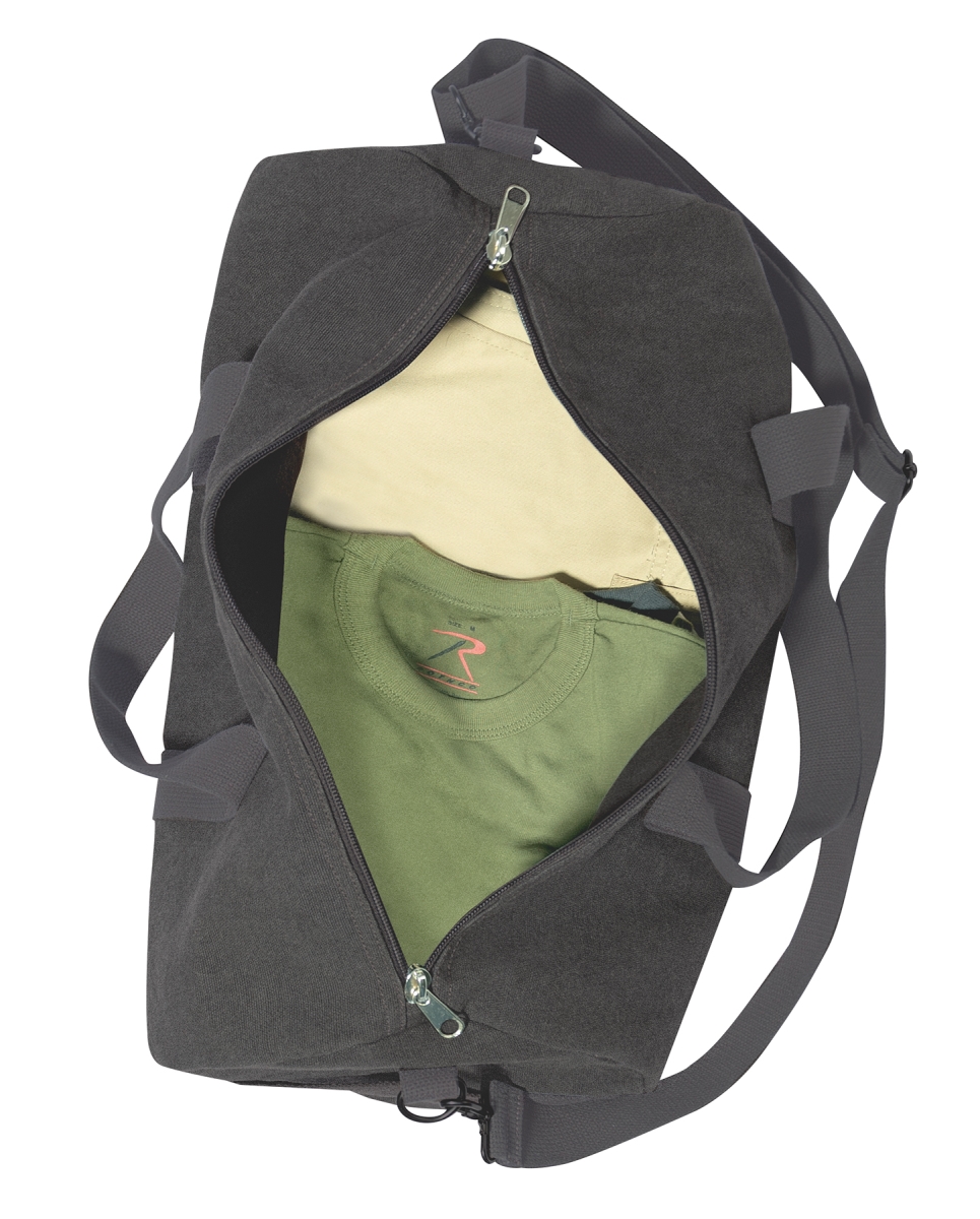 21054 Canvas Shoulder Duffle Bag, Charcoal Grey - 19 in.