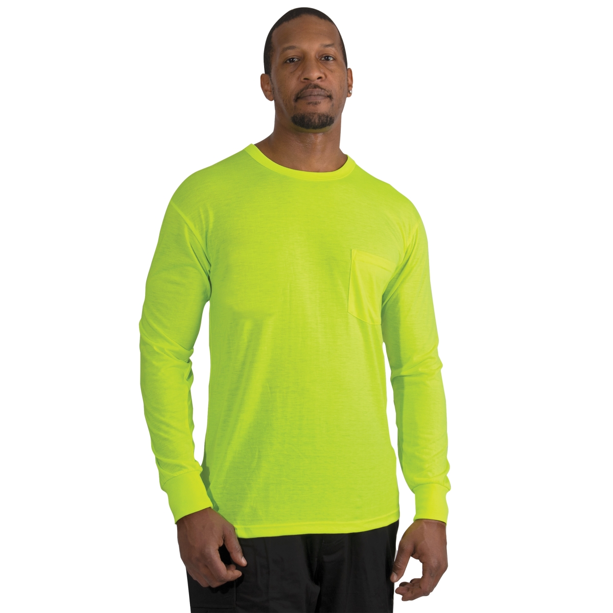 21147 Moisture Wicking Pocket Long Sleeve T-Shirt - Safety Green - Extra Large