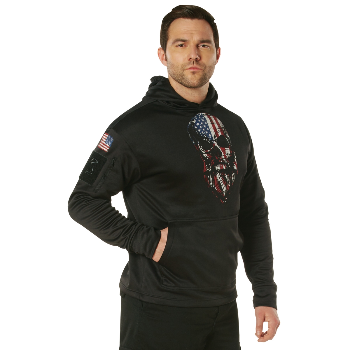 21958 Bearded Skull Concealed Carry Hoodie, Black - Medium