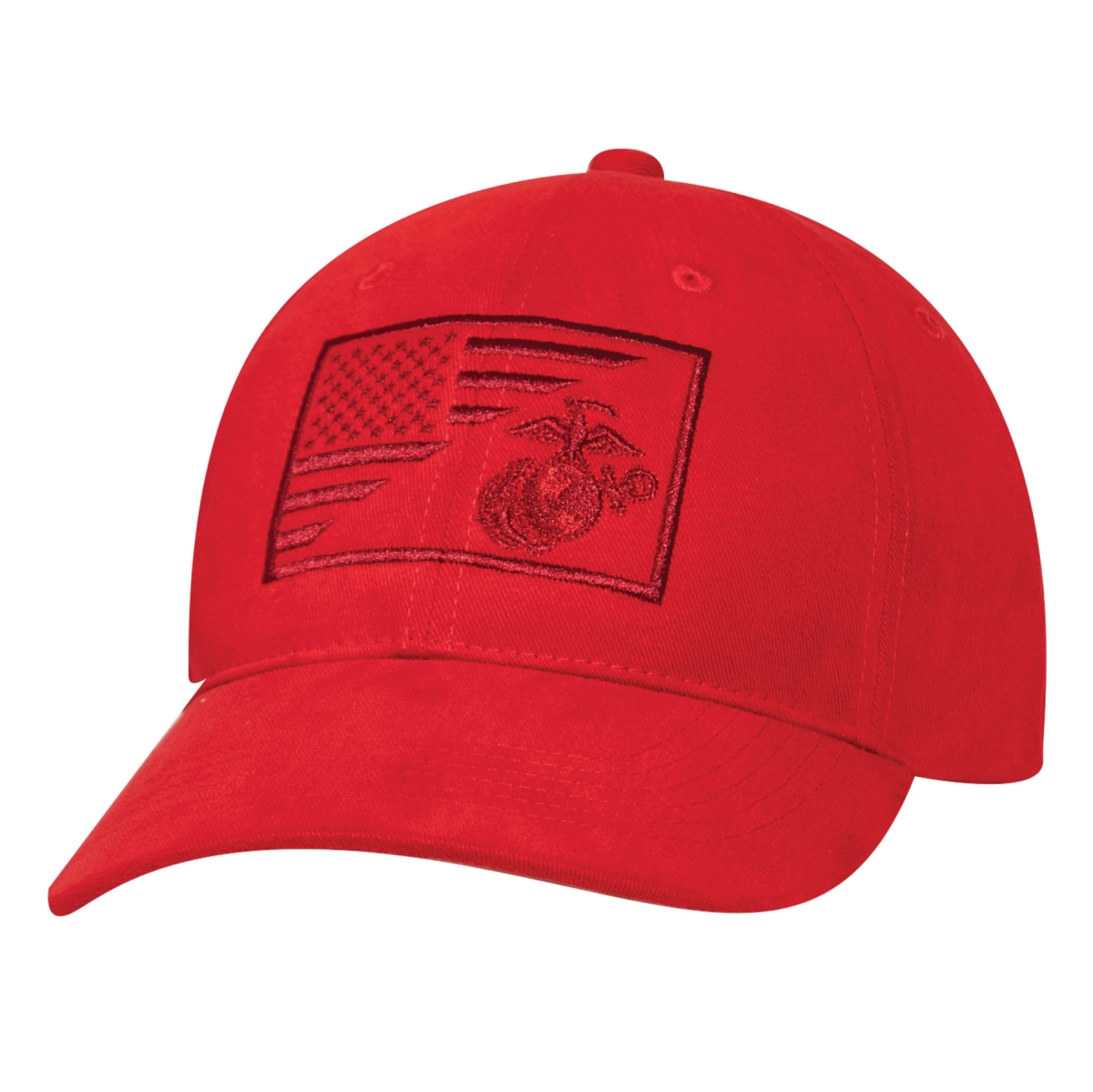 22034 USMC Eagle Globe & Anchor US Flag Low Pro Cap, Red