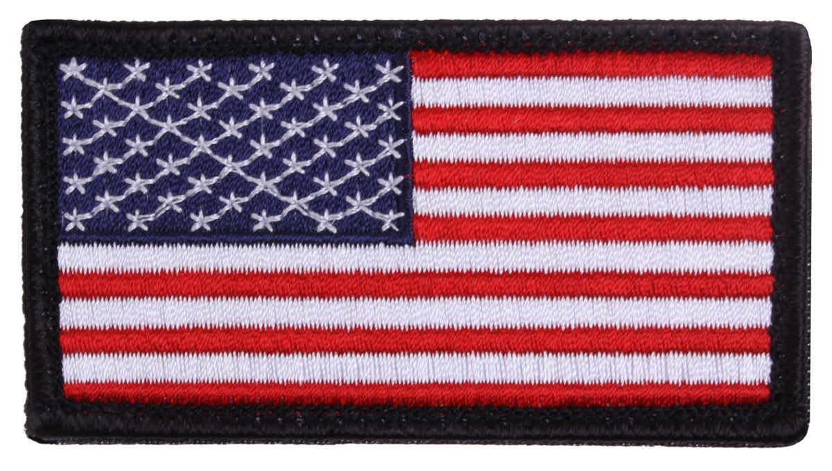 17191 Normal American Flag Patch with Hook Back & Black Border, Red & White - Blue