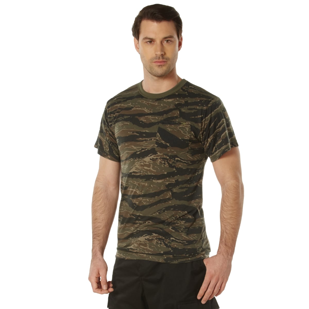 22332 Moisture Wicking Pocket Short Sleeve T-Shirt, Tiger Stripe Camo - Medium