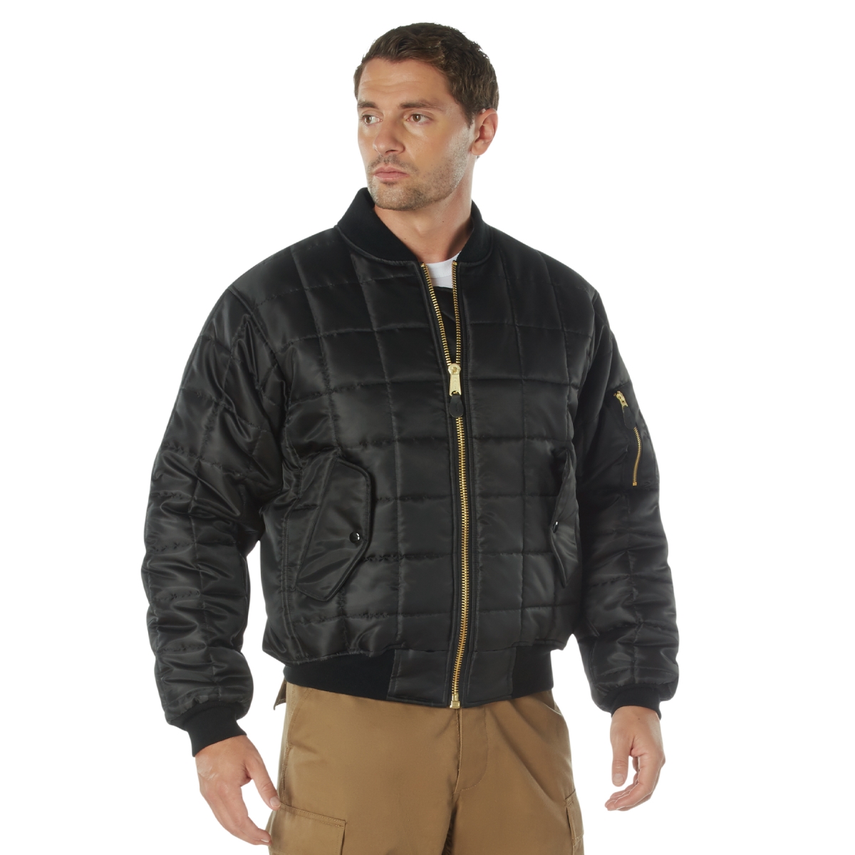 23155 Quilted MA-1 Flight Jacket, Black - Medium