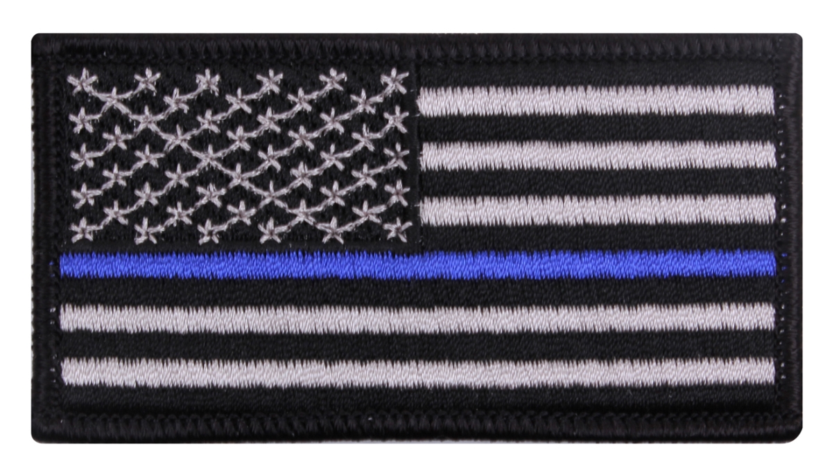 16356 Thin Blue Line Flag Patch with Iron On