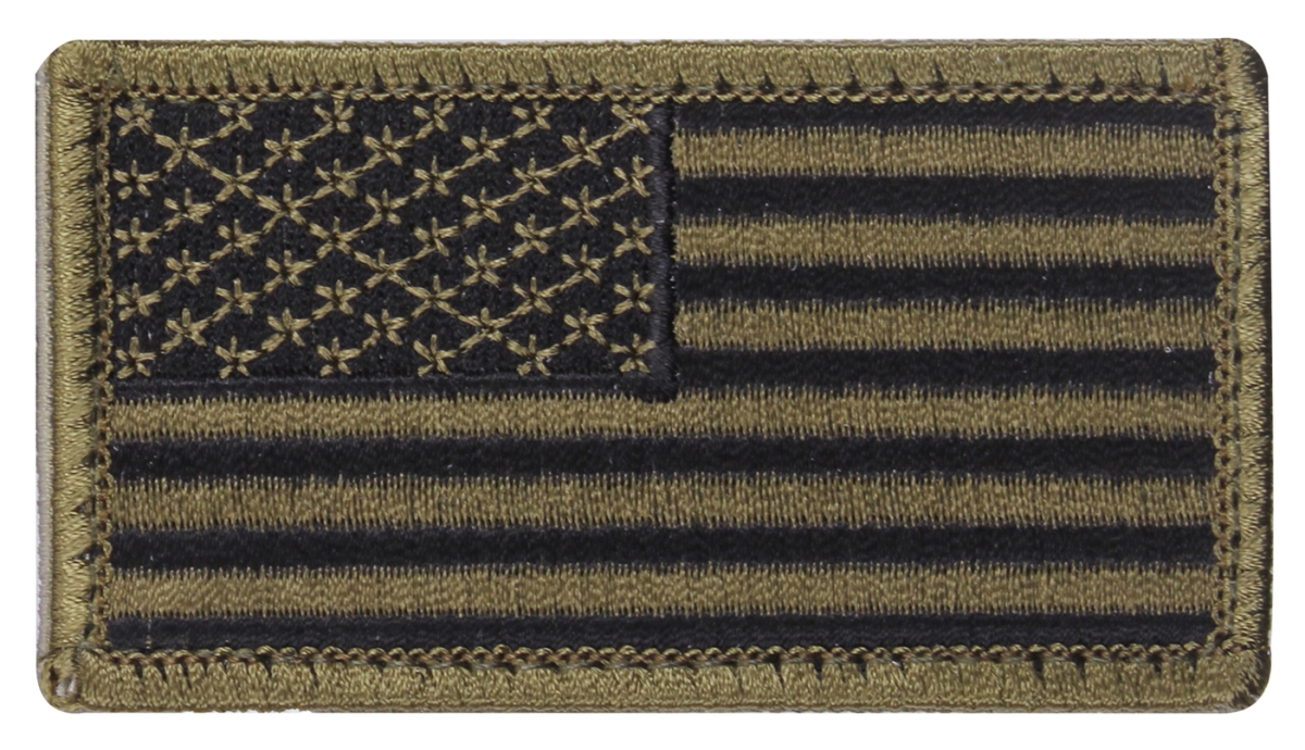 843 Normal American Flag Patch with Hook Back, Olive Drab & Black