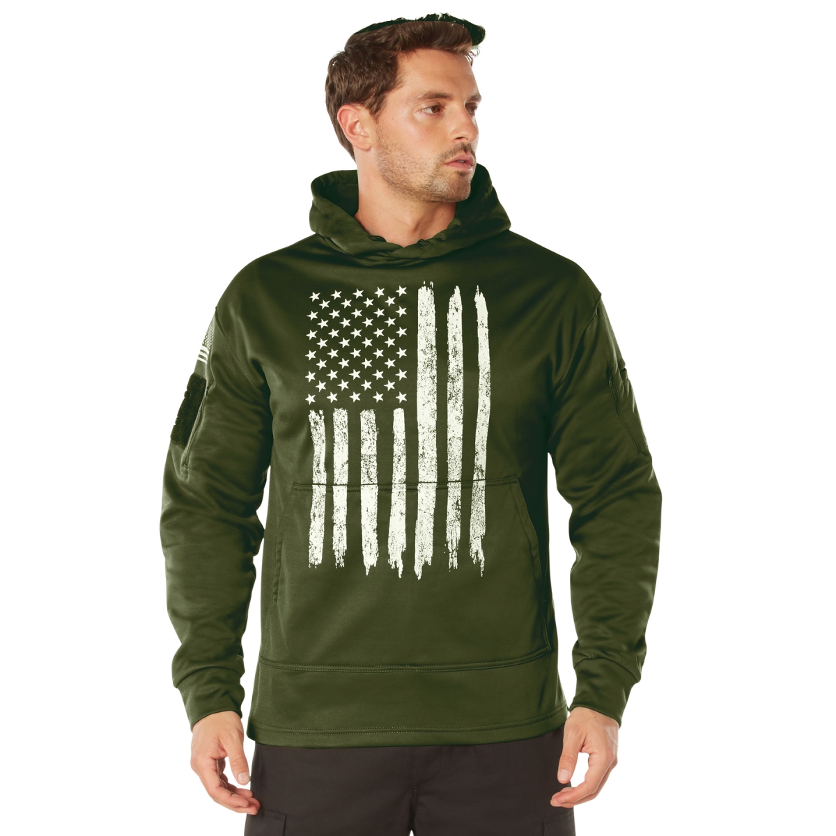 20126 Concealed Carry U.S. Flag Hoodie, Olive Drab - Medium