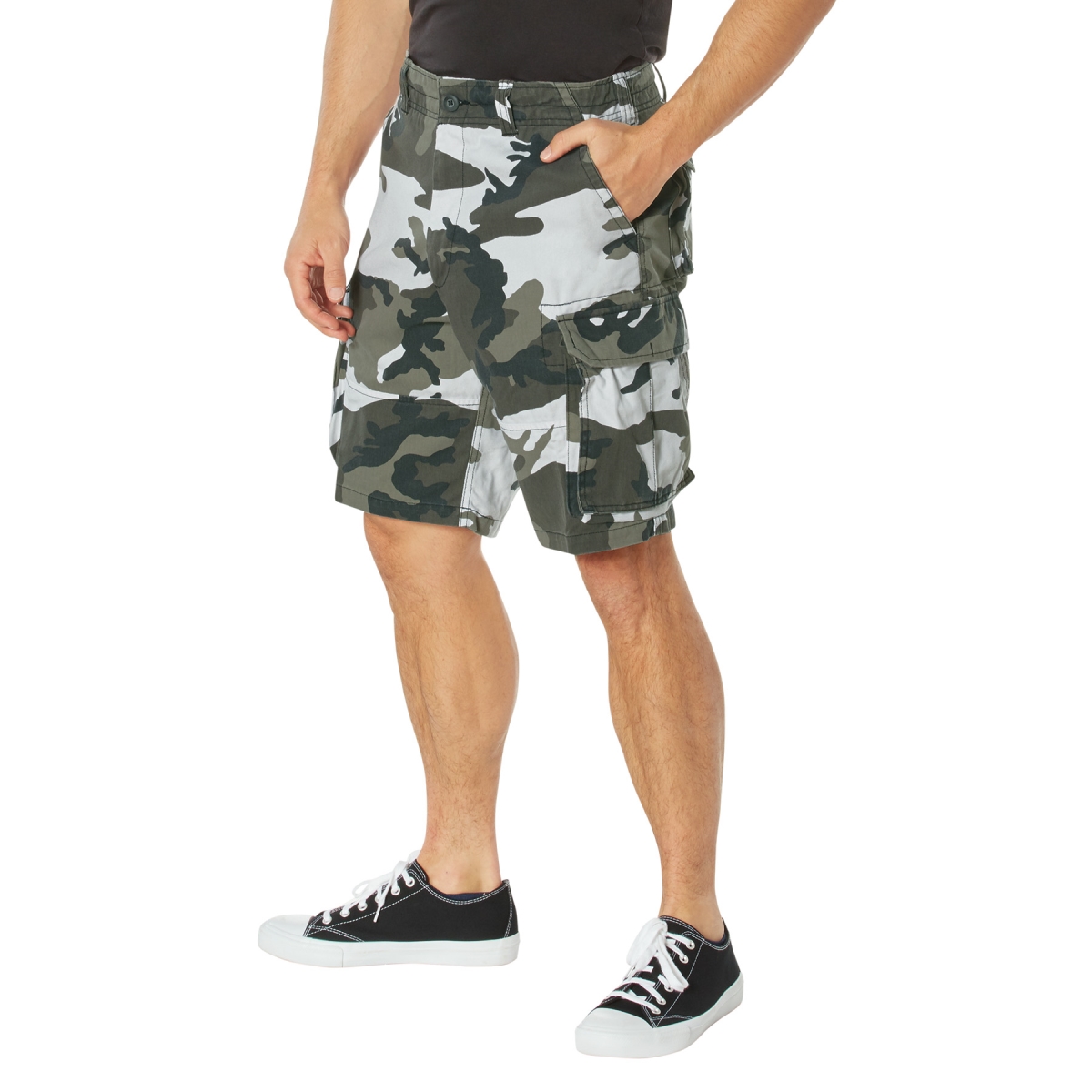 1088 Men Vintage Paratrooper Cargo Shorts, City Camo - Medium