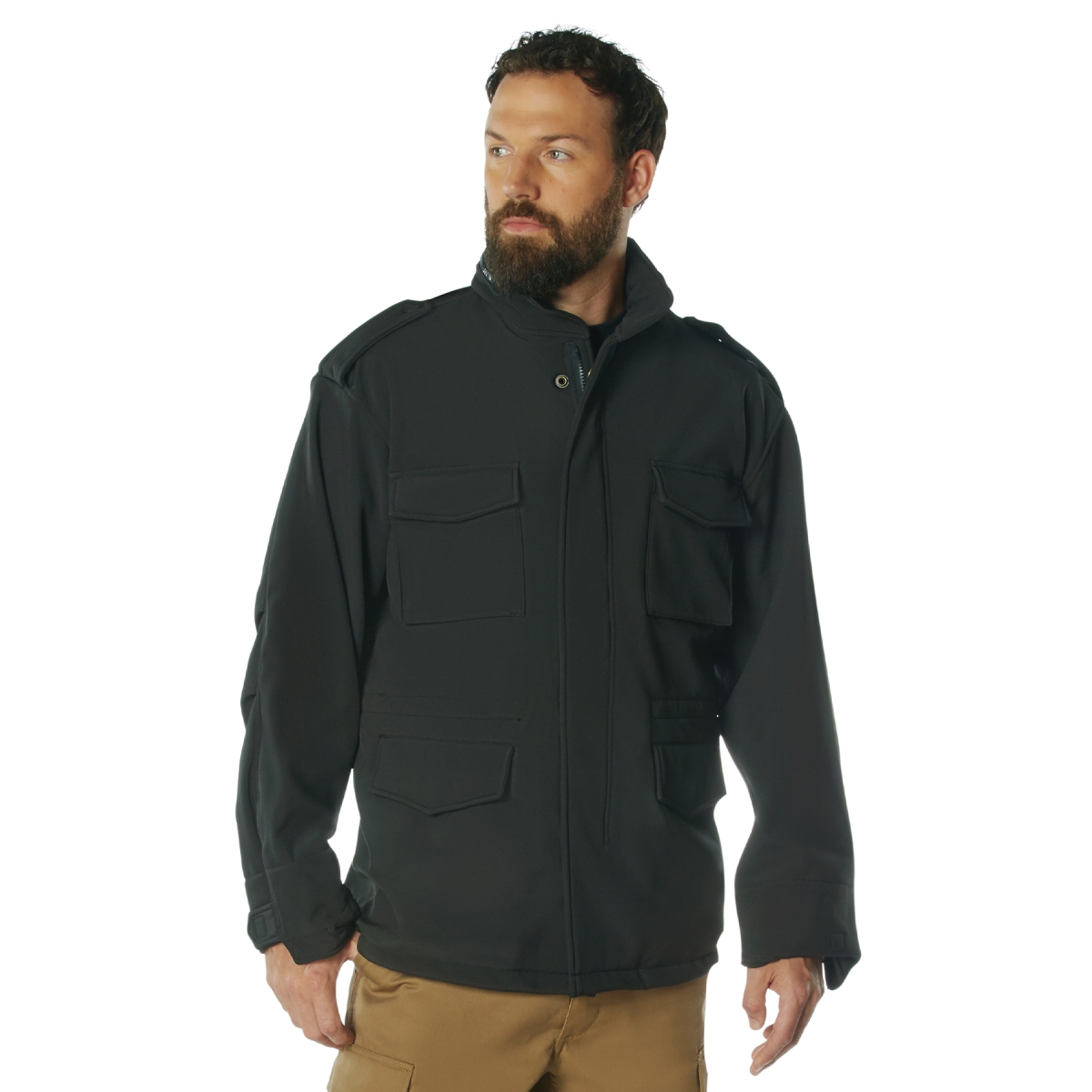 4675 Soft Shell Tactical M-65 Field Jacket, Black - Small