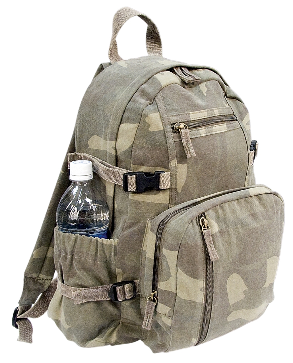 11266 Vintage Canvas Compact Backpack, Woodland Camo