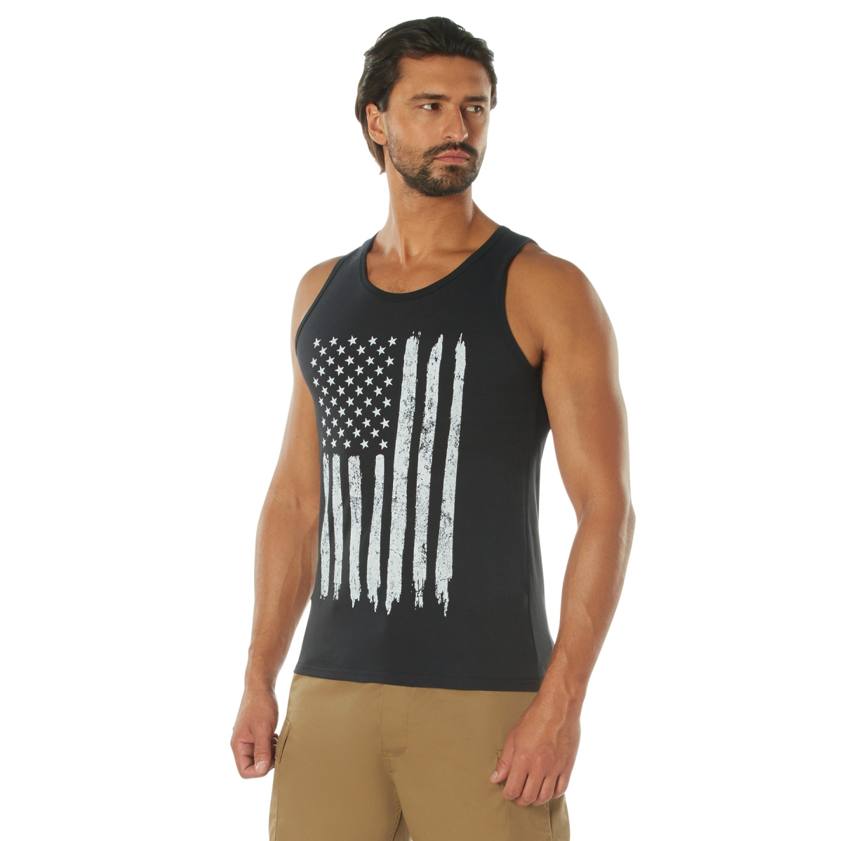19760 Men Distressed U.S. Flag Tank Top - Medium
