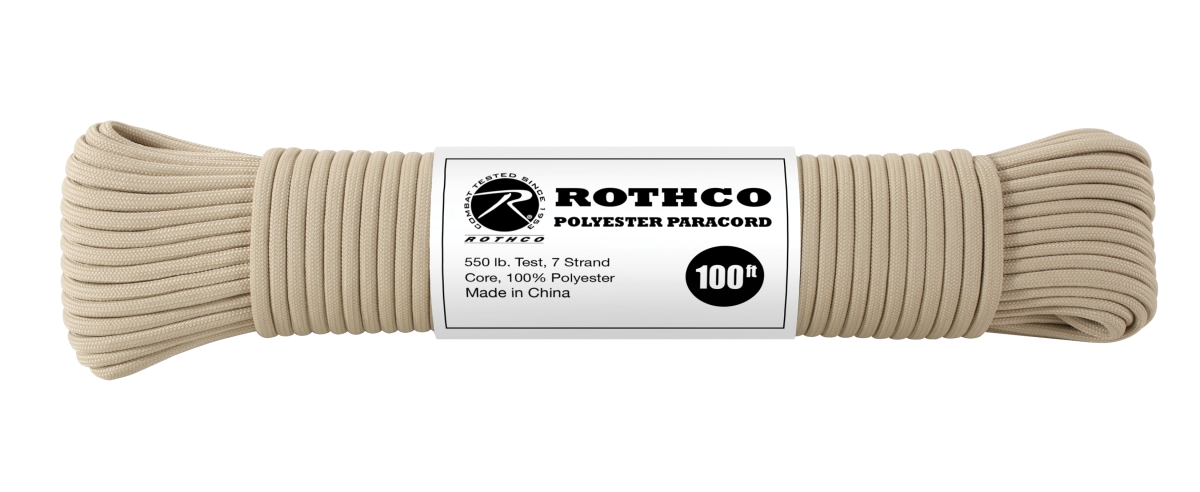 1787 550 lbs Type III Polyester Paracord, Tan - 100 ft.