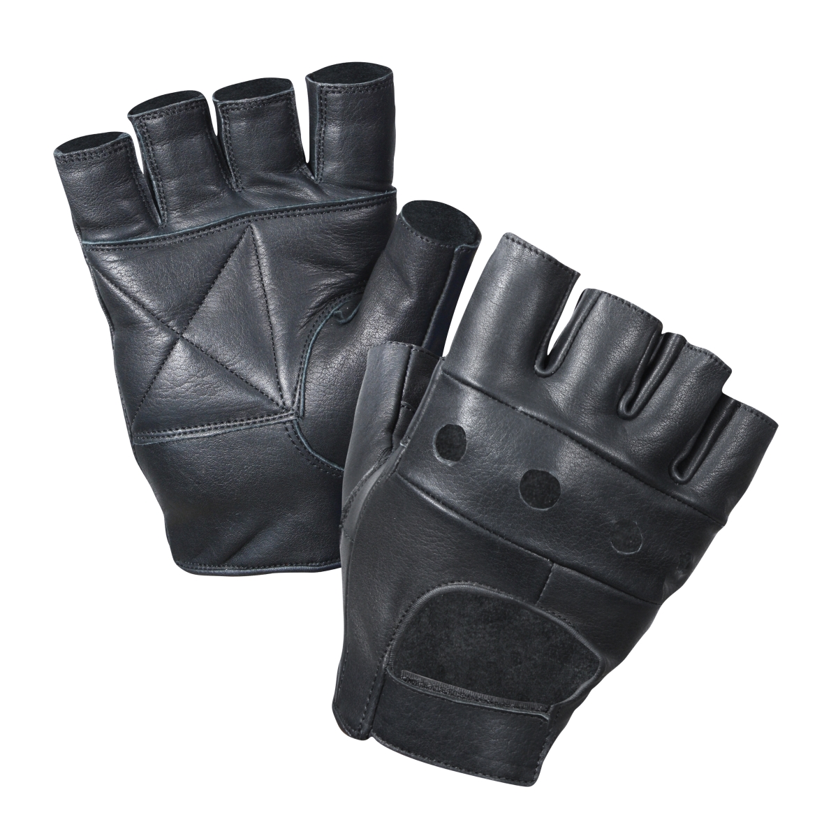 2315 Fingerless Biker Gloves, Black - Large
