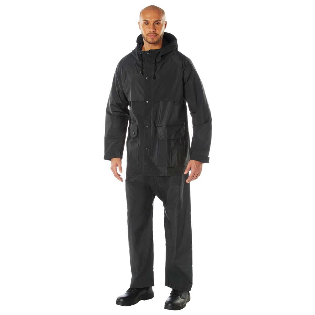 2527 2 Piece Microlite PVC Rainsuit, Black - Small