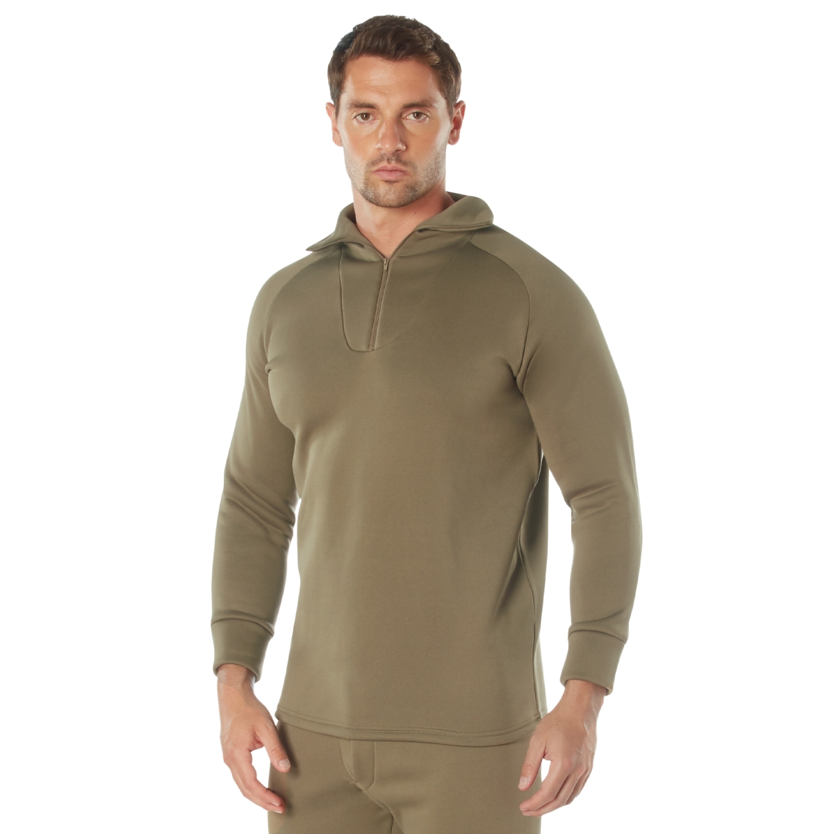 16839 ECWCS Poly Zip Collar Long Sleeve Shirt, AR 670-1 Coyote Brown - Small
