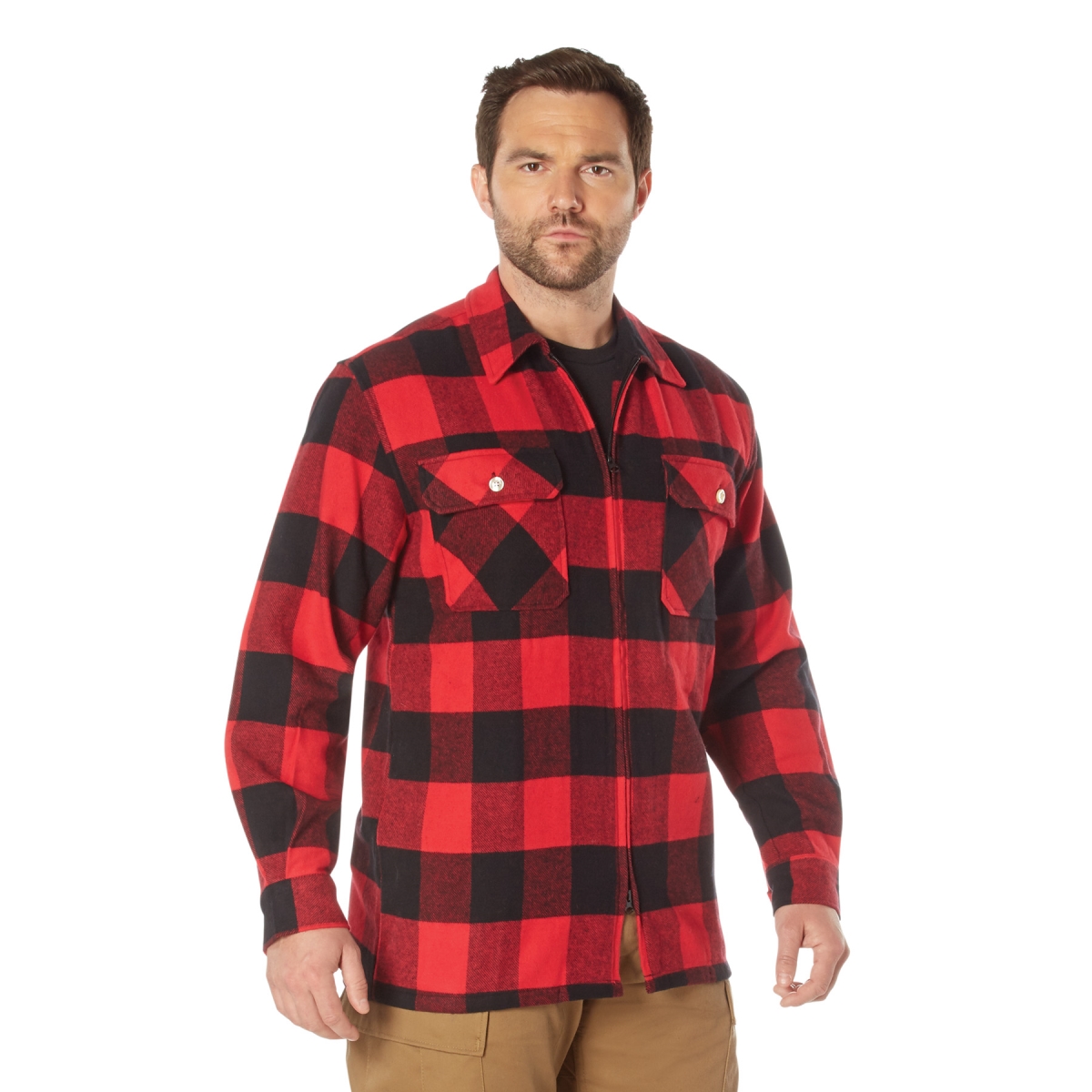 17340 Concealed Carry Flannel Long Sleeve Shirt, Red Plaid - Extra Large