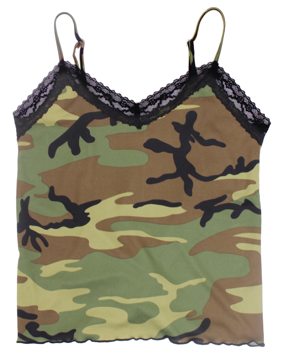 16349 Women Lace Trimmed Camo Camisole - Extra Small