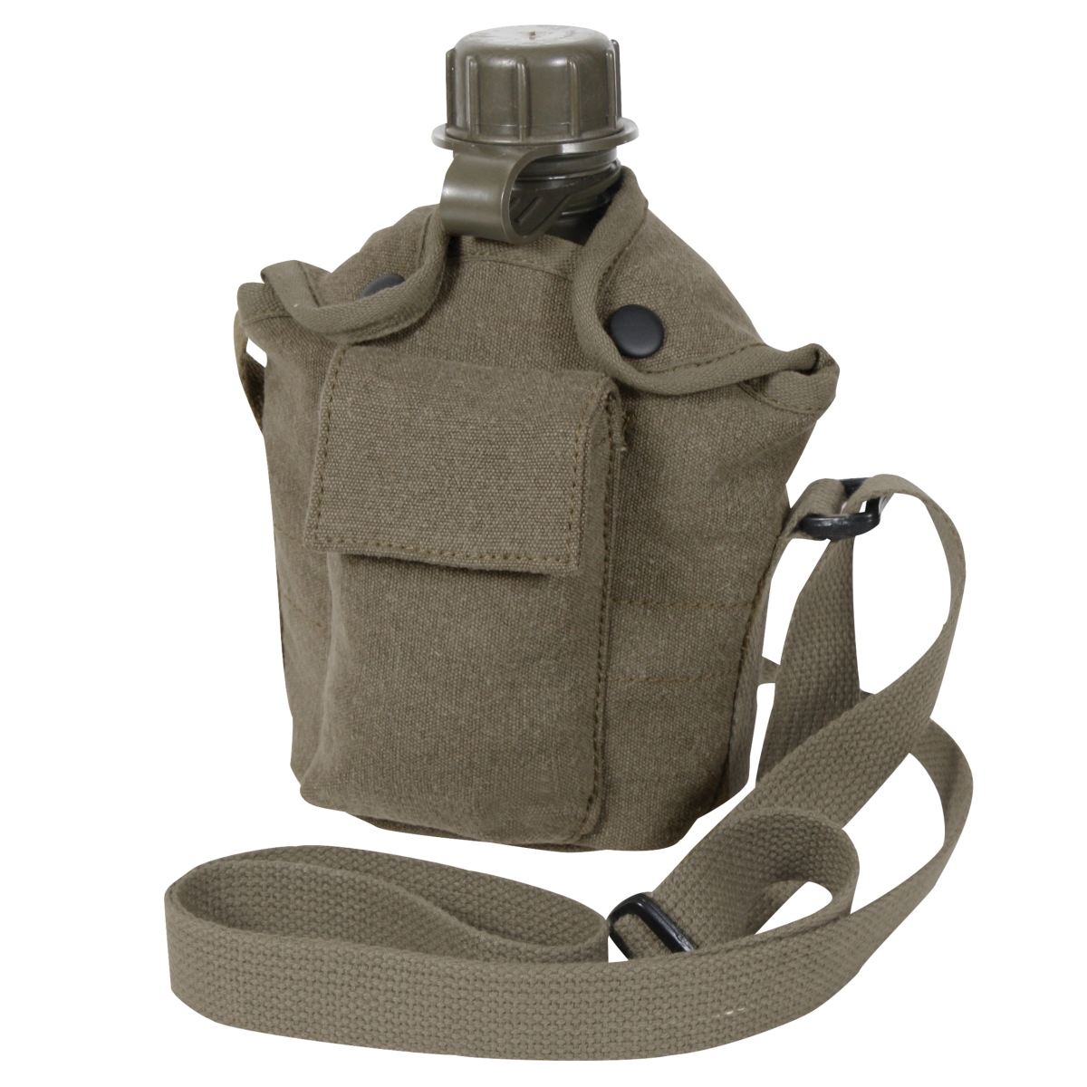 6156 Vintage Canvas Carry-All Canteen Cover with Shoulder Strap, Olive Drab