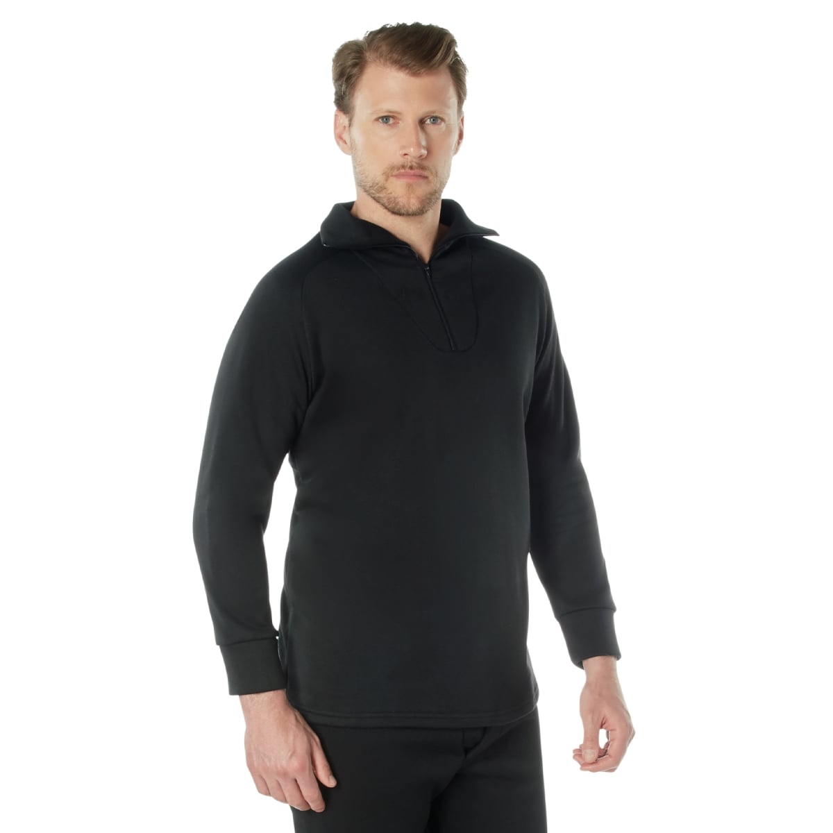 6374 ECWCS Poly Zip Collar Long Sleeve Shirt, Black - 4XL