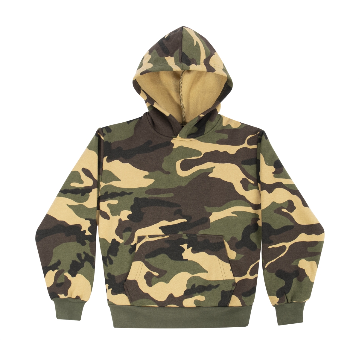 6679 Men Kids Woodland Camo Pullover Hooded Sweatshirt - Extra Small