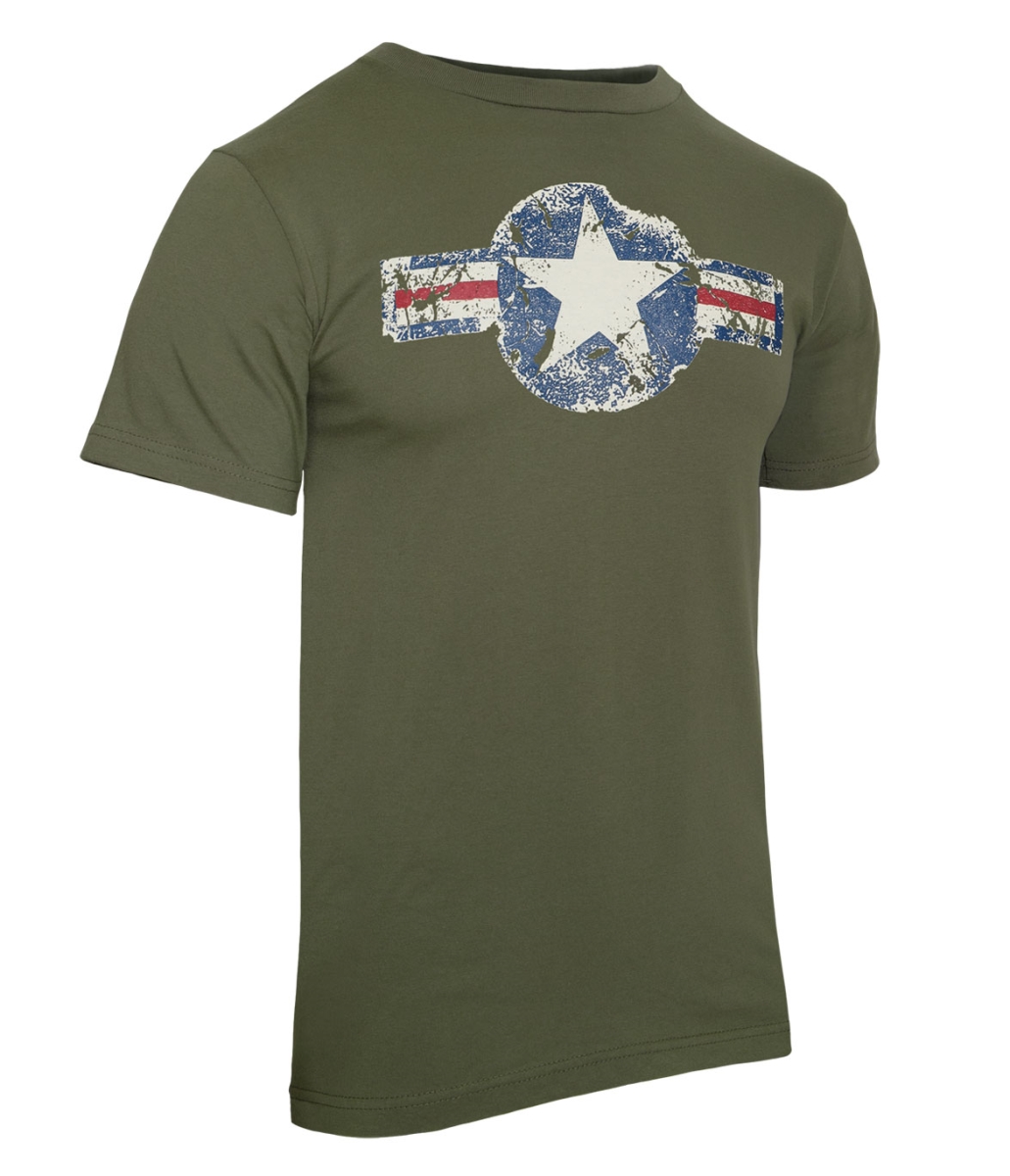 7113 Men Vintage Air Corps Short Sleeve T-Shirt, Olive Drab - Medium