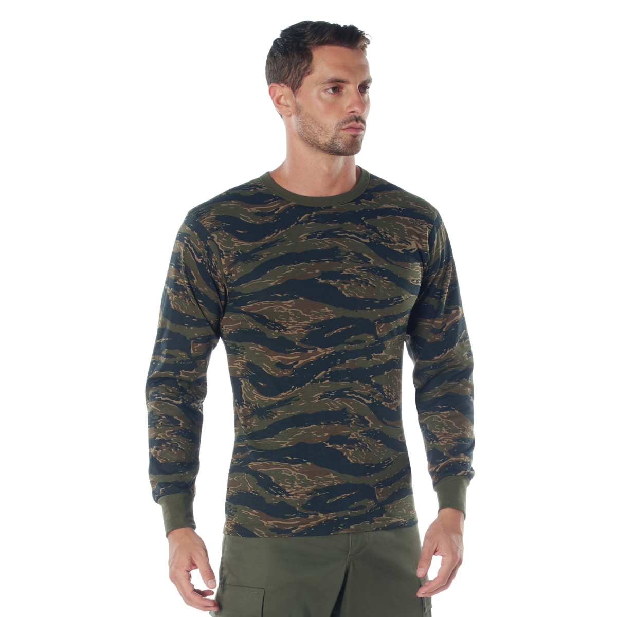 7292 Color Camo Long Sleeve T-Shirt, Tiger Stripe Camo - Extra Large