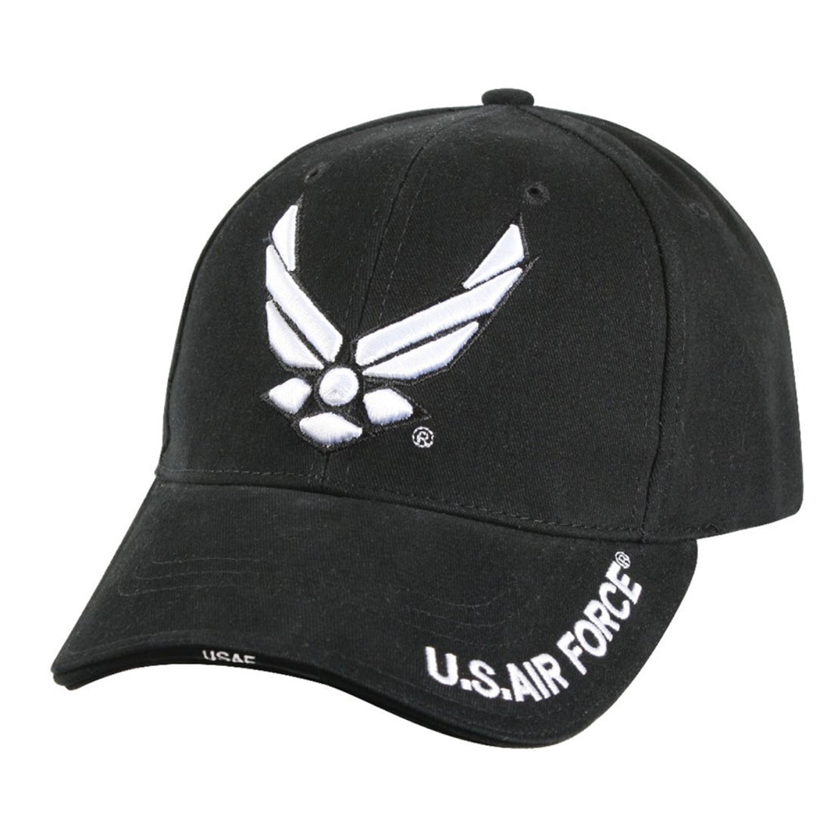 10912 Deluxe U.S. Air Force Wing Low Profile Insignia Cap, Black