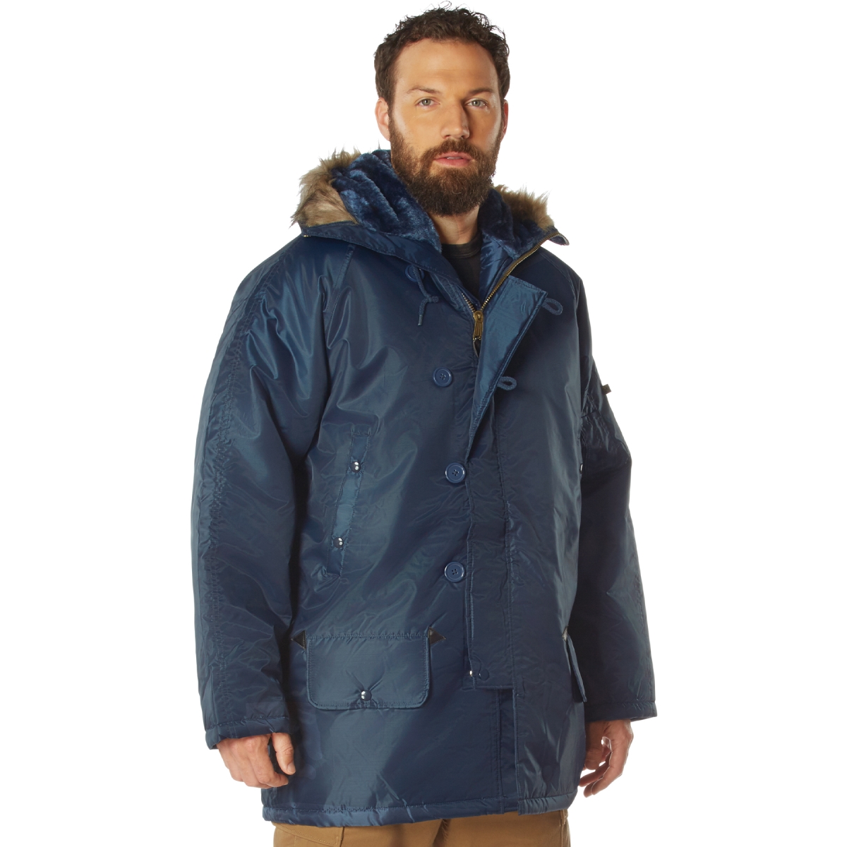 10936 Men N-3B Parka Military Jacket, Navy Blue - Large