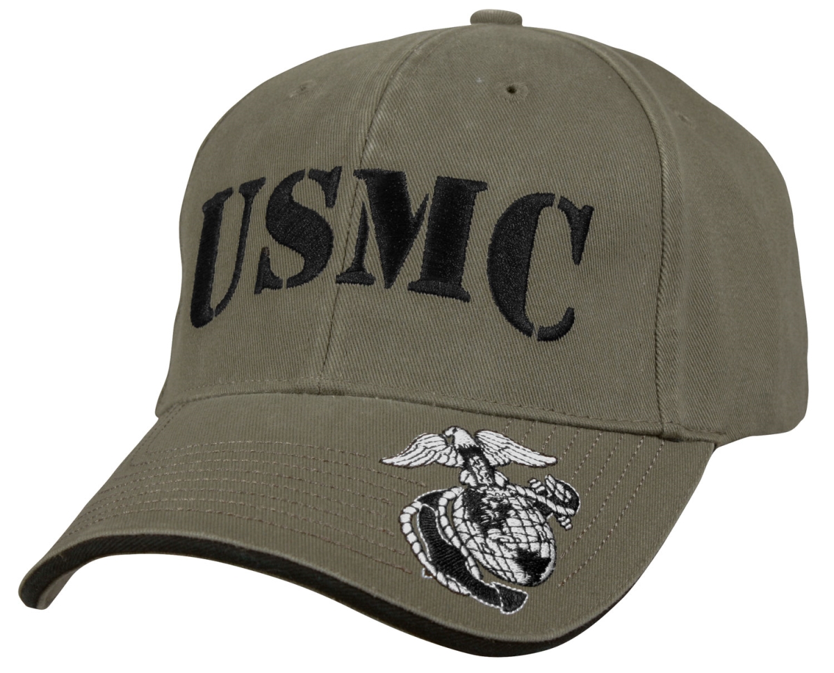 11242 Deluxe Vintage USMC Embroidered Low Pro Cap, Olive Drab