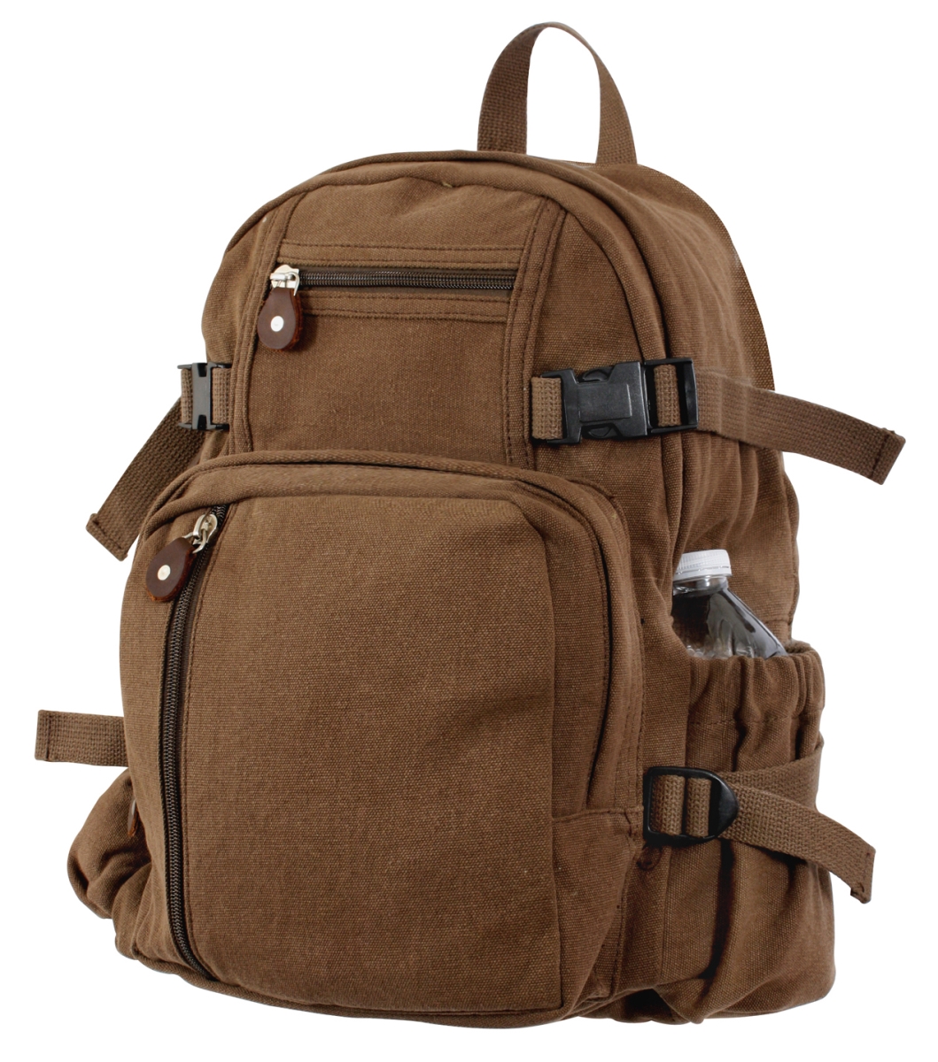 11249 Vintage Canvas Compact Backpack, Brown