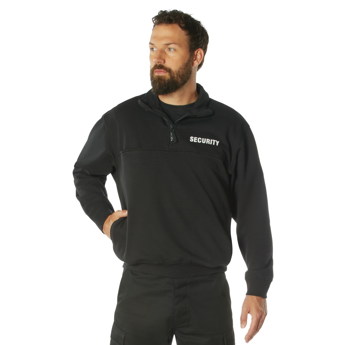 20425 Security 1 by 4 Zip Job Long Sleeve Shirt, Black - 3XL