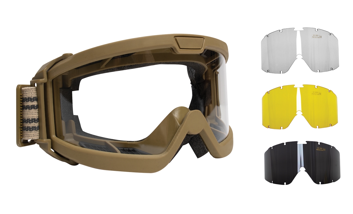 20835 ANSI Ballistic OTG Goggle System Sunglasses, Coyote Brown