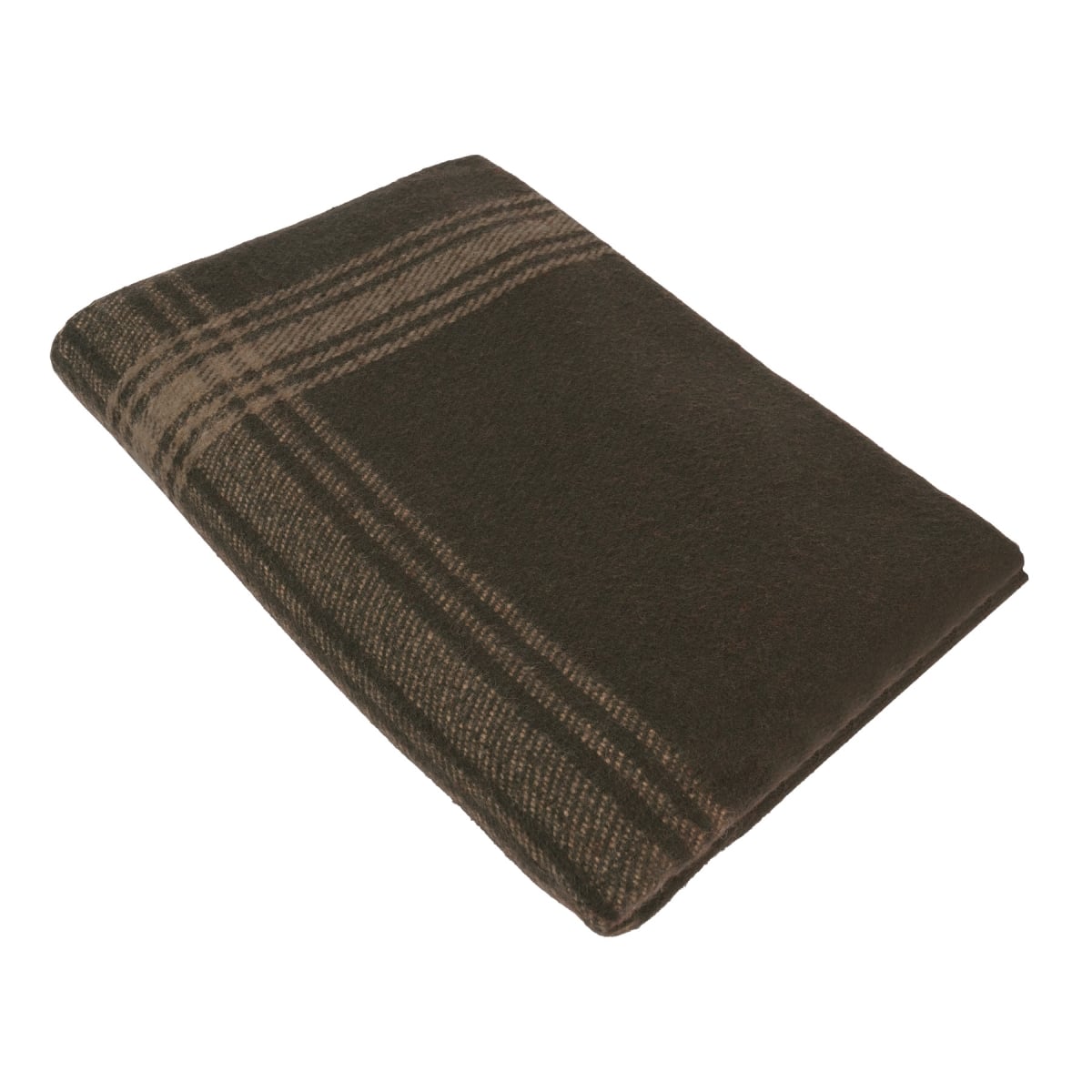 22194 Striped Outdoor Wool Blanket, Brown & Tan
