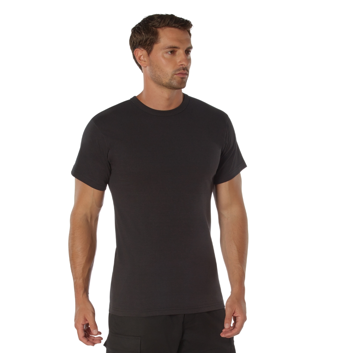 22642 Men Heavyweight Short Sleeve T-Shirt, Black - Medium