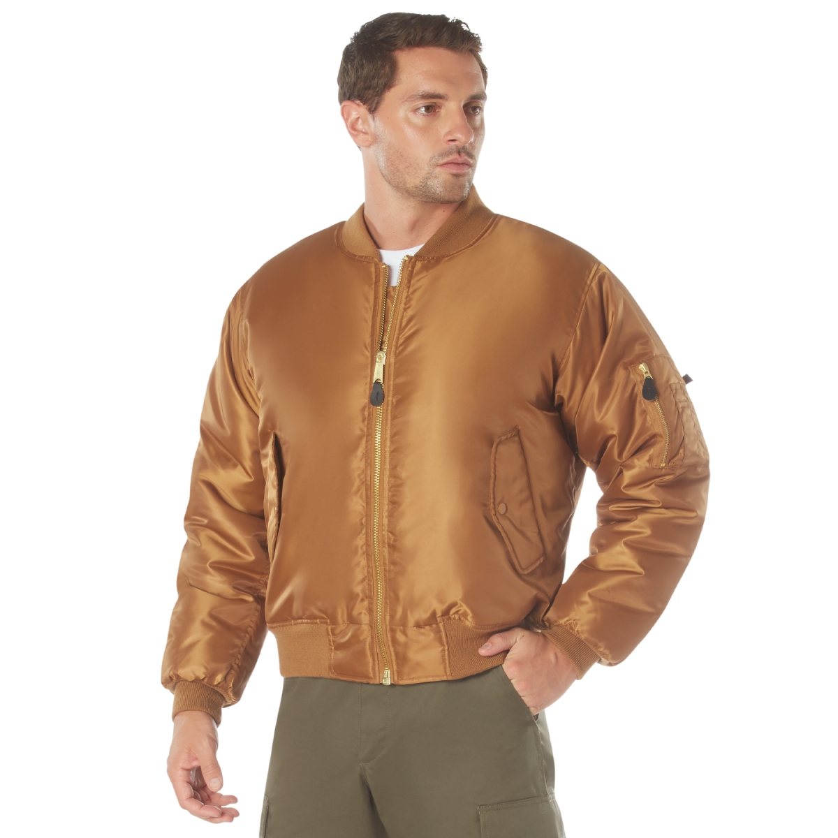 22726 Men MA-1 Flight Jacket, Work Brown - 3XL