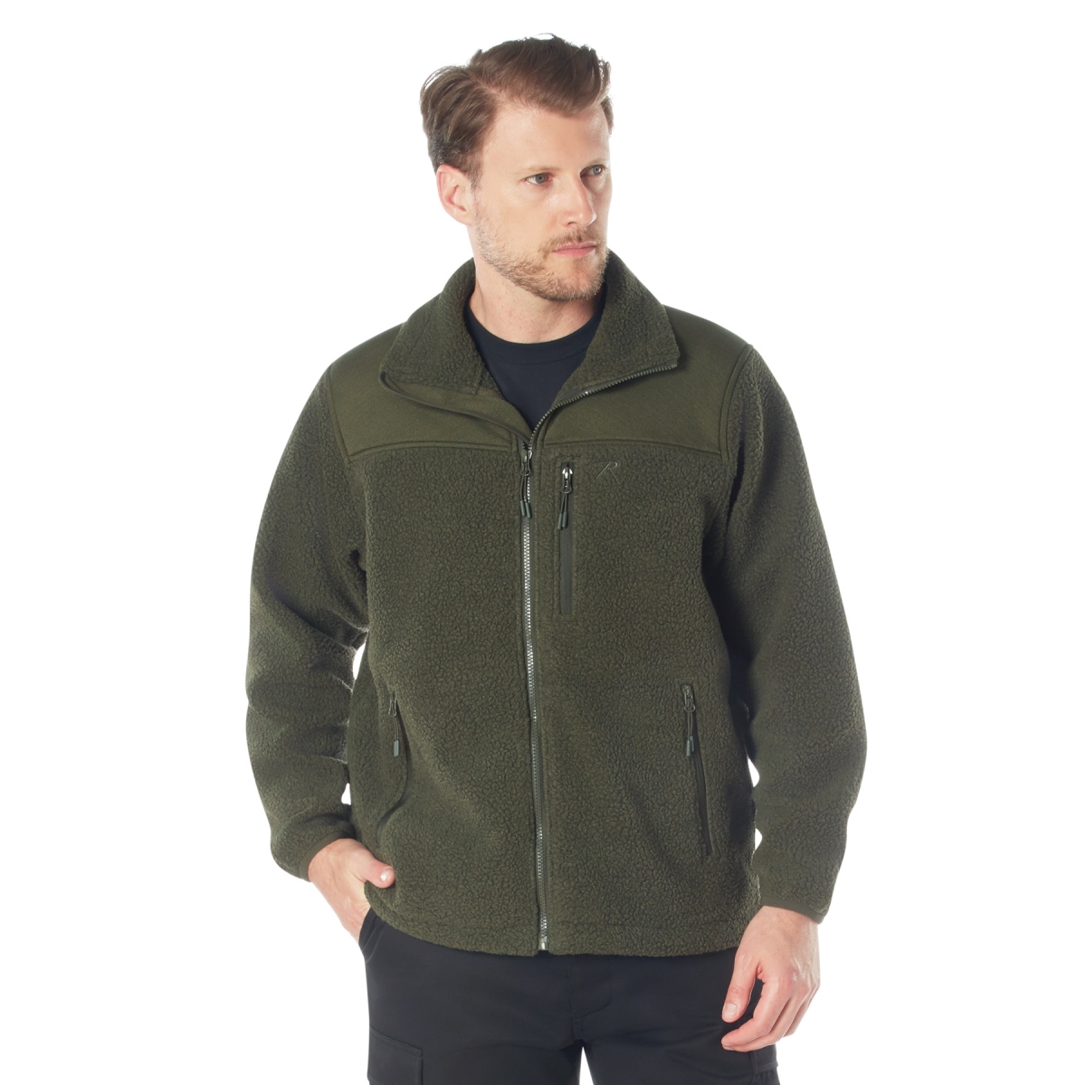 23193 Men Trailsman Sherpa Fleece Jacket, Olive Drab - Extra Large