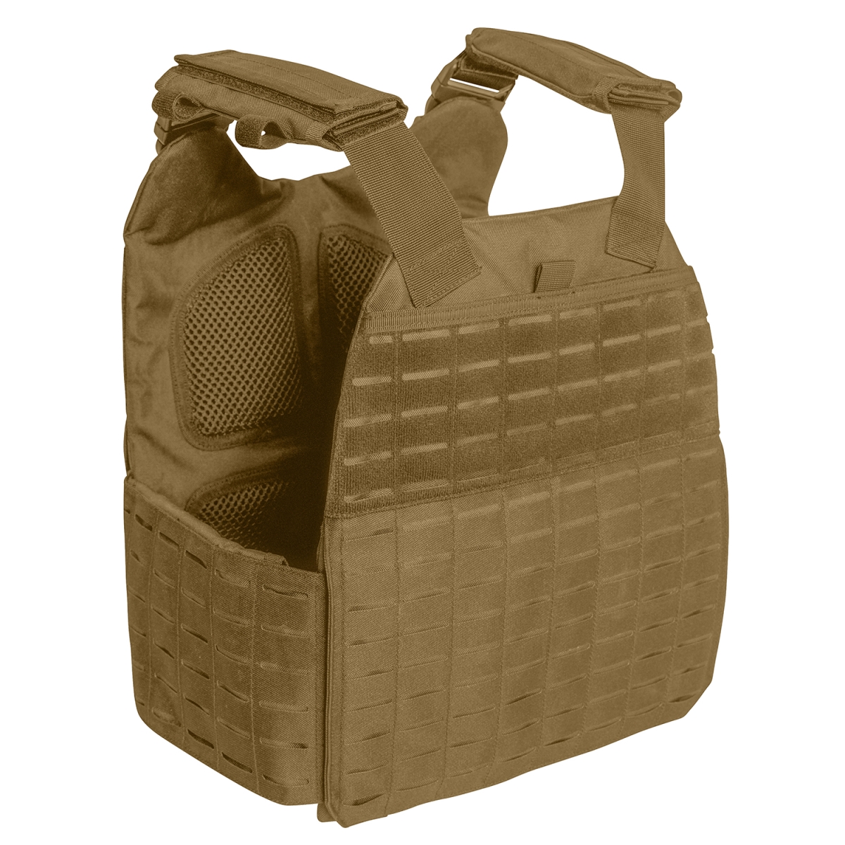 19117 Laser Cut Molle Plate Carrier Vest, Coyote Brown - Regular