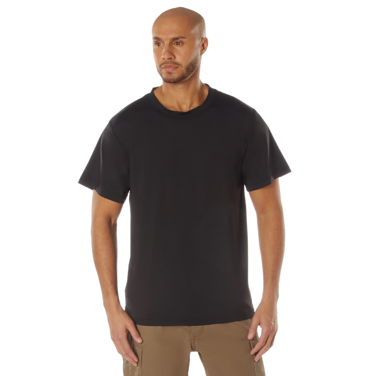 23554 Men Physical Training Short Sleeve T-Shirt, Black - Medium