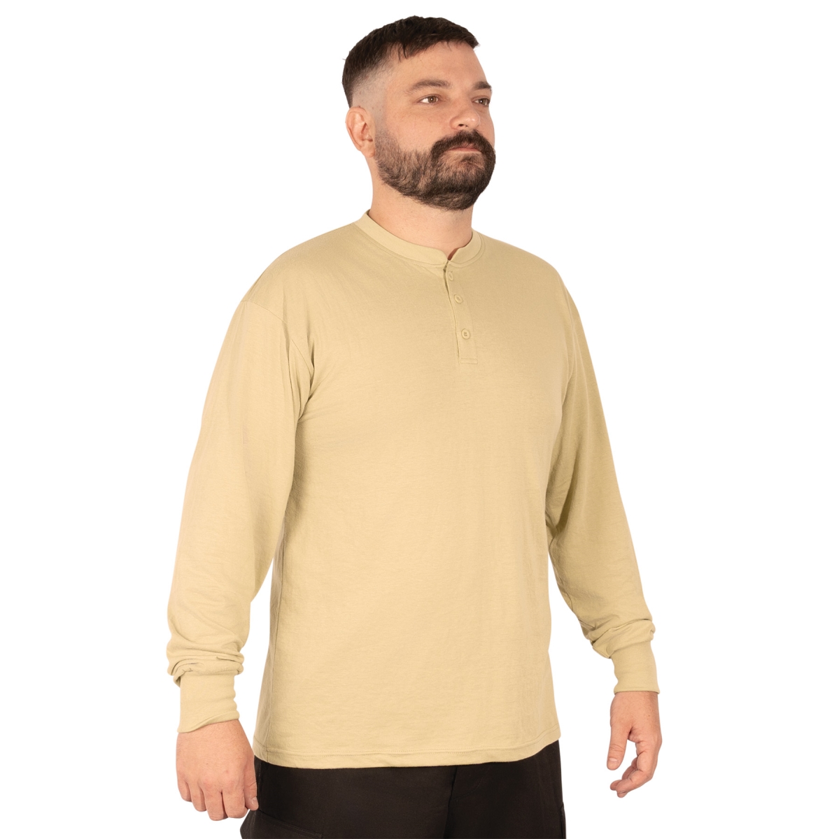 30327 Henley Long Sleeve T-Shirt, Desert Sand - Medium