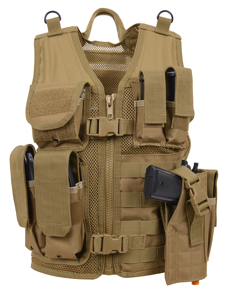 15408 Kids Tactical Cross Draw Vest, Coyote Brown