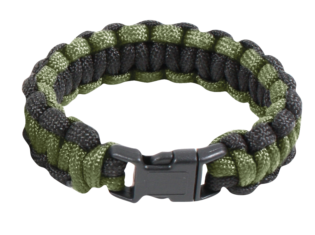 10684 9 in. Two-Tone Paracord Bracelet, Olive Drab & Black